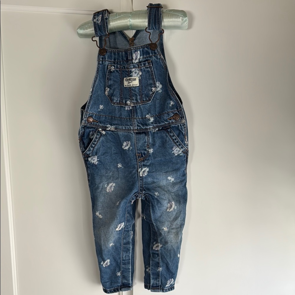 OshKosh B'gosh Blue Floral Denim Overalls